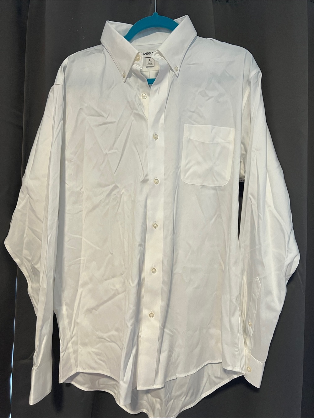 Lands' End Men's White Button-Down Dress Shirt with Chest Pocket